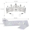 Casoty Silver Bride to Be Sash & Tiara Kit, Bachelorette Party Supplies, Bachelorette Sash, Bride Tiara for Bridal Shower, Bride Sash Set for Bridal Party Shower Wedding