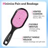 Aussumy Vented Detangling Hair Brush - 2 Pack Detangler Hairbrush for Effortless Tangle Removal - Ultra-Soft Bristles -For Natural Curly Straight Wet Dry Damaged Hair for Women Men Kids - Black & Pink