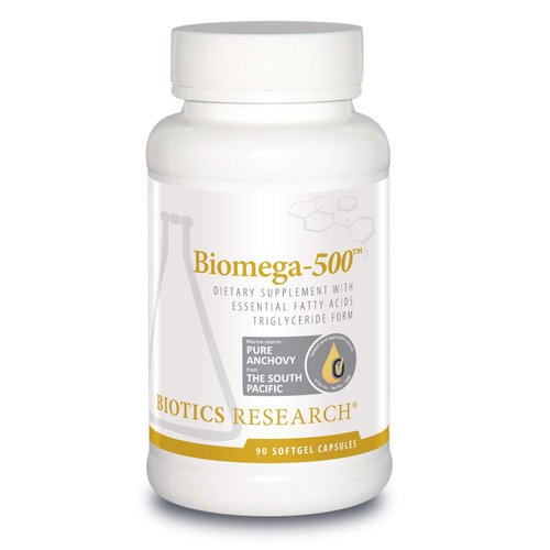 BIOTICS Research Biomega 500 Omega 3 Fish Oil Supplement, Highly Concentrated Fish Oil with EPA/DHA, Omega 3 Fatty acids, Supports Immune and Cardiovascular 90 Softgels