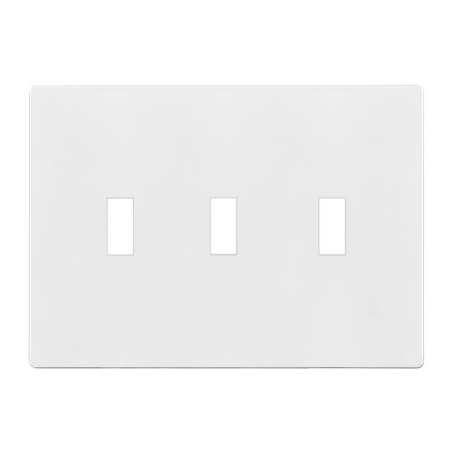 ENERLITES Screwless Triple Toggle Switch Wall Plate, Child Safe Light Switch Cover, Standard Size 3-Gang 4.68" x 6.53", Unbreakable Polycarbonate Thermoplastic, UL Listed, SI8813-W, Glossy, White