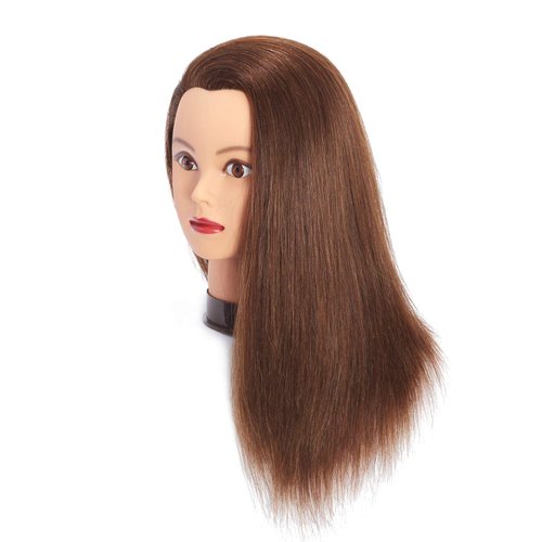 Headfix 20"-22" Hair Mannequin Head 100% Human Hair Hairdresser Practice Styling Training Head Cosmetology Manikin Doll Head With Clamp (6F1919LB0414H)