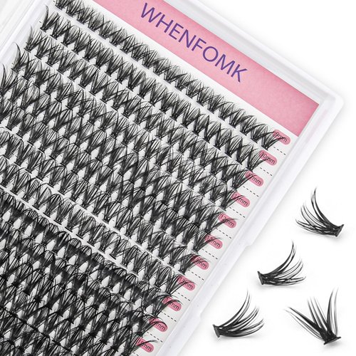 Cluster Lashes 280pcs 40D DIY Eyelash Extension D Curl Long Individual Lashes Mixed Tray Faux Mink Lash Clusters Extensions 0.07 Black (40D-0.07D-9-16mm)