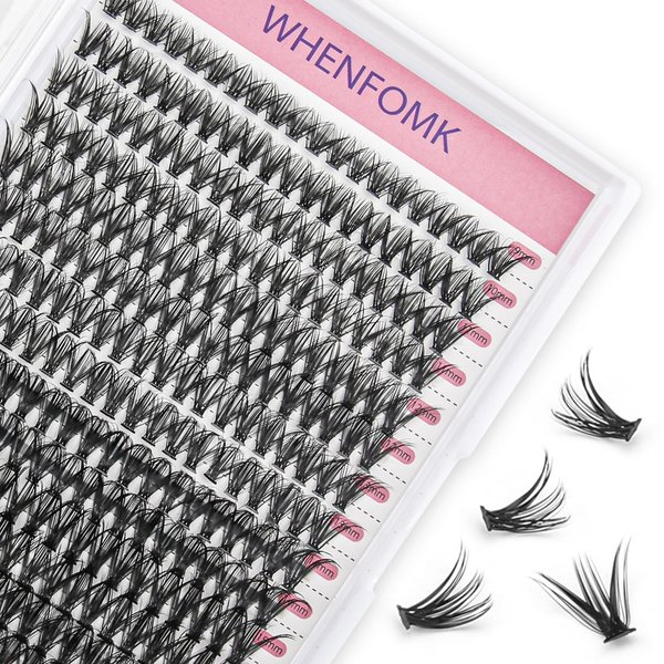 Cluster Lashes 280pcs 40D DIY Eyelash Extension D Curl Long Individual Lashes Mixed Tray Faux Mink Lash Clusters Extensions 0.07 Black (40D-0.07D-9-16mm)