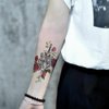Oottati 15 Sheets Small Cute Hand Arm Temporary Tattoo Stickers Red Rose Skull Tiger Butterfly Snake