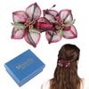 Mistofu 3.93Inch DIY Copper Wire Metal Hand-woven High-level design Barrettes Elegant Hair Accessories, Gifts for Women Girls (Red gradient double flower)
