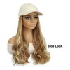 Yunkang Hat Wig Baseball Cap With Long Wavy Ends Straight Hair Extensions Attached Heat Resistant Synthetic Fiber Hair Replacement Wigs in Hat for Woman Girls (MHoney blonde, 18inch)