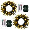 DBFAIRY 2 Pack-16.4ft Outdoor Christmas Tree String Lights 50 Warm White LEDs Battery Operated with Remote Control Green Cable 8 Modes Changing for Bedroom Party Xmas Patio Decor