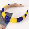 Gmmidea Beaded Rhinestone Headband for Women Girls Fashion Sparkly Crystal Headband Bling Thick Padded Headband Fancy Jeweled Hair Band Festival Hair Accessories C-(Yellow & Blue)