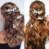 3PCS Flower Bridal Hair Pins Pearl Bride Wedding Hair Accessories Flower Wedding Hair Pins Rhinestone Hair Piece for Women and Girls (Silver)