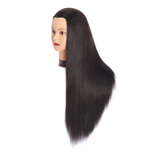 Headfix 26in-28in Long Hair Mannequin Head Stnthetic Fiber Hairdresser Practice Styling Training, Cosmetology Manikin Doll Head With Clamp Stand (6F1919LB0220)