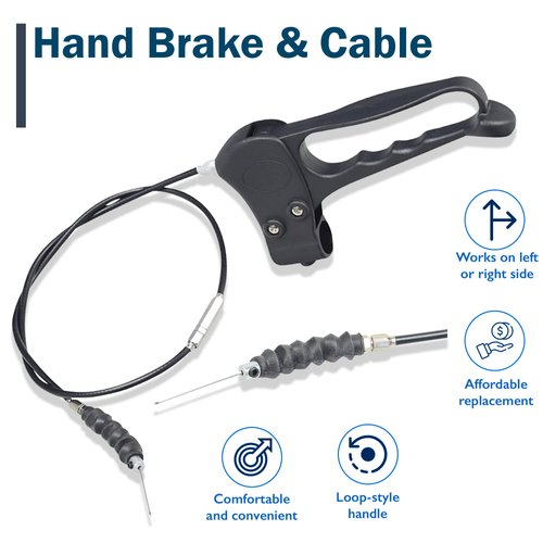 AlveyTech 34.5" Hand Brake & Cable Replacement Kit - Fits Drive, Hugo, Medline, Nova - Durable, Sturdy, Lightweight Walker Brake Cable Replacement for Rollator & Mobility Knee Walkers, Medical Parts