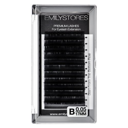 EMILYSTORES Lash Extensions 0.05mm Thickness B Curl 17mm Length Natural Looking Volume Eyelashes ...