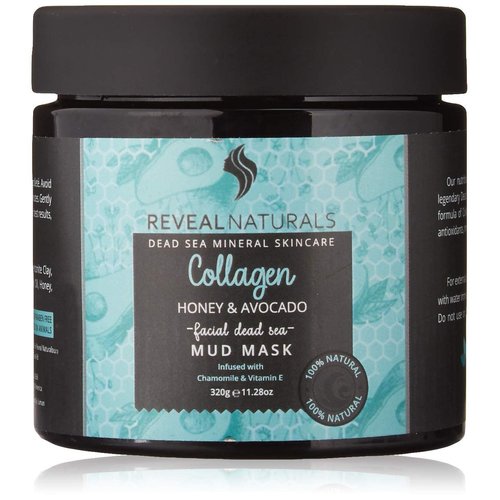 All Natural & Authentic Dead Sea Mud Mask for Face & Body Infused with Collagen, Avocado and Honey – Vegan - Unscented - Treats Blackhead, Pores (11.28 oz)