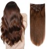 GEELOOK Clip in Hair Extensions Real Human Hair 20 Inch Chocolate Brown #4 Color Double Weft 100% Remy Human Hair Thick Long Soft Silky Straight 4pcs 10clips for Women 70grams