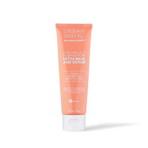 Urban Skin Rx® 2-in-1 Pumpkin Detox Mask | Pore Purifying Mask & Scrub, Self-Warming Formula Detoxifies & Exfoliates to Deep Clean & Rejuvenate Skin, Formulated with Kaolin and Jojoba Beads, 2.5 oz