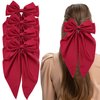 4 PACK Red Satin Bows Hair Barrettes, Hair Bows for Women, Hair Bow with Long Tail, Long Tail Valentine's Day Hair Accessories, Hair Accessories for Women