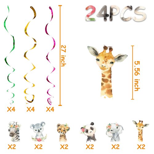 Wild One Hanging Swirl - 24PCS Party Decorations for Boys Kids Theme Birthday Party Supplies One Hanging Spiral Wild One Decor (Wild One)