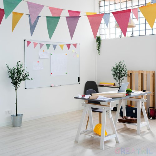 Pennant Banner Flags Pastel - GREATRIL Colorful Triangle Banners for Birthdays Easter Classroom School Carnival Garland Outdoor Burlap Bunting Party Decorations 4 Strings