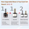 modelones Gel Nail Glue and Top Coat 15ml 4 in 1 Nail Glue Base Coat Nail Glue Kit 2Pcs for Gel Nail Polish No Wipe Top Coat High Gloss, Rhinestone Glue False Nails, Blooming Nail Art Gel