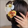 4Pcs Phalaenopsis Butterfly Orchid Hair Accessories - Pink Hawaiian Moth Flower Clips, French Floral Hair Barrettes for Women, Summer Claw Clips