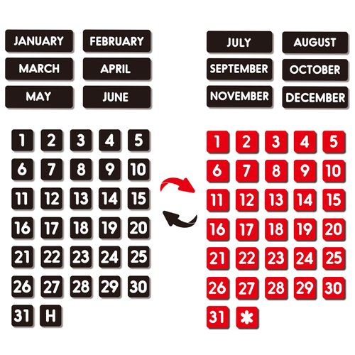 Double-Sided Magnetic Numbers and Months for Dry Erase Calendar Whiteboard, Calendar Magnets for Magnetic Whiteboard and Refrigerator Calendar(0.55”x0.55”)