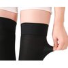 Plus Size 5XL Thigh High Open Toe Compression Stockings 15-20mmHg for Men and Women, Thigh High Length, Dot-Top, Open Toe, Black