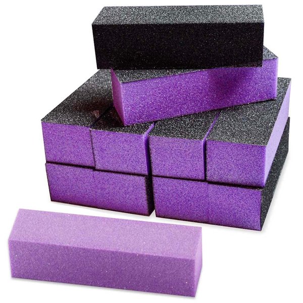 Karlash 10 Pcs Purple Black Nail Buffer Sanding Block Polisher Buffing File Nail Art Manicure Pedicure File 60/100 (Purple)