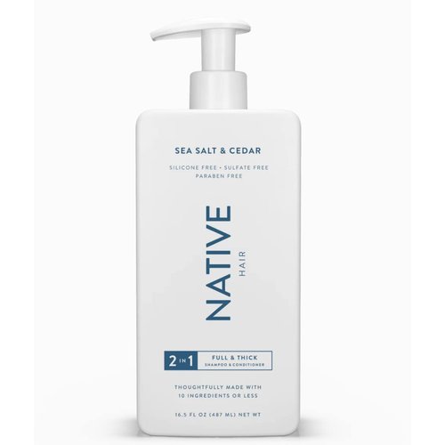 Sea Salt & Cedar 2-in-1 Shampoo and Conditioner, Full & Thick |Sulfate Free, Paraben Free, Dye Free, with Naturally Derived Clean Ingredients| 16.5 oz