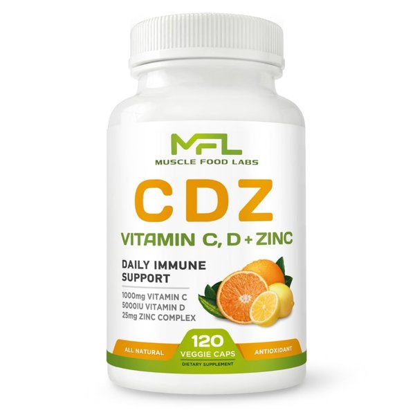 MFL C D Z | Vitamin C, 1000mg | Vitamin D3, | Zinc, | Non-GMO & Gluten Free | Veggie Caps | 120 Servings | Vegan Friendly