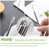 HuaQi Stainless Steel Metal Straws with Silicone Tips Set of 10 Straight Reusable Drinking Straws for 20oz 30oz Tumblers (10.5'' L 0.24''Dia Straws+ 2 Brushes)