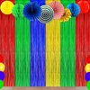 Blue Red Green Yellow Party Decorations, Blue Red Green Yellow Foil Fringe Backdrops Streamer Tinsel Curtains for Graduation Boys Girls Birthday Baby Shower Party Decor (3Pack)