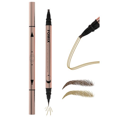 DMLNN Microblading Eyebrow Pen, Dual-Ended Eyebrow pencil with 3-Fork-Tip Applicator and Precise Brush-Tip for Hair-Like Effect, Waterproof and Long Lasting 2-in-1 Brow Pencil, Light Brown