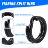 200pcs Split Rings Fishing Saltwater High Strength Stainless Steel Fishing Split Rings Hyper Flat Wire Fishing Tackle Hooks Connector for Jigging Lures Bait Black Color