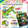 Three Rex Birthday Party Decorations Boy, Dinosaur 3rd Birthday Party Decorations Supplies,3 Rex Birthday Party with 3 Rex Birthday Backdrop Dinosaur Balloons Kit for 3rd Birthday Decorations for Boys