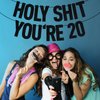 Black Glitter Holy Shit You're 20 Banner, Happy 20th Birthday/Cheers to 20 Years, 20th Birthday Party Decorations Supplies