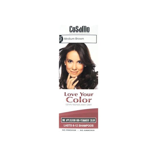 CoSaMo Love Your Color, No Ammonia, No Peroxide Hair Color, #765 Medium Brown (Pack of 3) Comparable to Loving Care