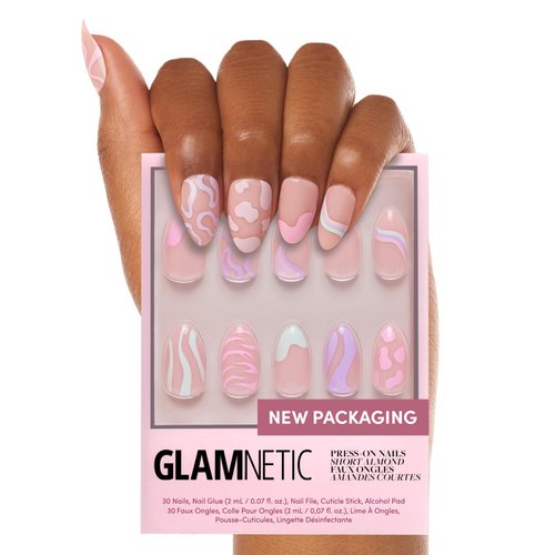 Glamnetic Press On Nails - Wild Card | Opaque UV Finish Short Pointed Almond Shape, Reusable Pastel Nails in 12 Sizes - 24 Nail Kit with Glue