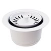 Westbrass D2082S-50 3-1/2" Extra-Deep Collar Kitchen Sink Waste Disposal Flange & Strainer Stopper, Powder Coat White