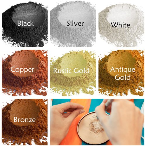 Metallic Pigment Powder for Epoxy Resin, Copper/Silver/Gold Metallic Powder and Black/Pearl White Mica Powder, Fine Real Mica Metal Dye for Kintsugi, Painting Arts, Polymer Clay, Tray, Countertops