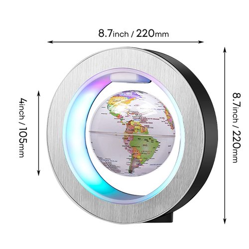 Levitation Floating Globe 4inch Rotating Magnetic Mysteriously Suspended In Air World Map Home Decoration Crafts Fashion Holiday Gifts (White)