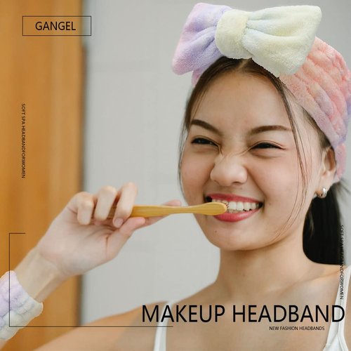 Gangel Bow headbands and Wrist Bands Set Washing Face Headband Bowknot Spa Hairband Tie Dye Makeup Headband Microfiber Fuzzy Hairbands Coral Fleece Skin Care Head Scarf for Women and Girls