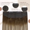 Fshine Hair Extensions Real Human Hair Balayage Walnut Brown to Ash Brown and Butter Blonde 18 Inch Invisible Wire Hair Extensions Straight Human Hair Layered Hairpiece 80g Hair Extensions Clip Ins
