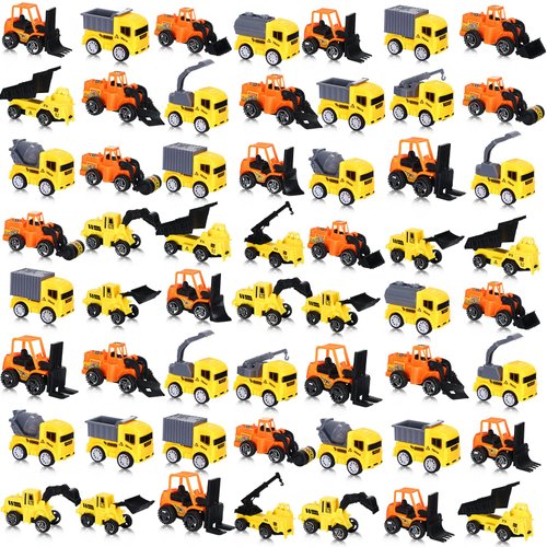 Jerify 50 Pcs Construction Vehicles Truck Engineering Construction Toy Set Mini Pull Back Tractor Toys Construction Theme Party Favors Supplies for Birthday Cake Decor Christmas Stocking Stuffers