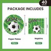Xjoviative 40PCS Soccer Paper Plates and Napkins Party Supplies, Disposable Soccer Party Plates and Napkins Tableware Set for Soccer Birthday Party Decorations Serves 20 Guests (Soccer)