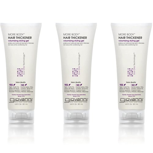 GIOVANNI More Body Hair Thickener - Volumizing Styling Gel, Plumps Hair, Adds Shine, Paraben-Free, Color Safe, Infused with Natural Botanical Ingredients - 6.8 oz (3 Pack)