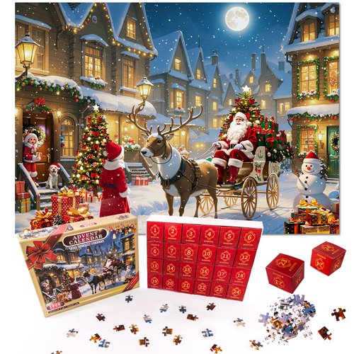 Puzzle Advent Calendar 2024,1008 Pieces Puzzle Advent Calendar 2024,24 Days Christmas Countdown Advent Calendar Puzzle 2024, Christmas Family Game Advent Puzzle for Kids and Adults