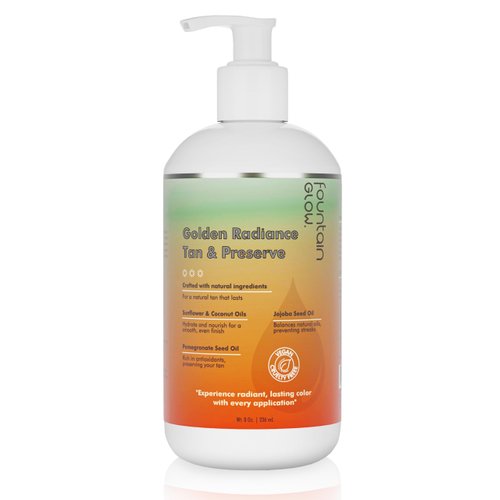 FountainGlow Self Tanner - All Natural Sunless Tanning Lotion | Instant Self Tanning Lotion with Moisturizer and Long-Lasting Preservation - No Streaks,100% Natural, Made in USA (8 fl oz)