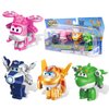 Super Wings 2" Transform-a-Bot 4-Pack, Supercharged Paul, Dizzy, Golden Boy, Mira, Airplane Toys Mini Action Figures, Preschool Toys for 3 4 5 Year Old Kids, Transformer Toys Birthday Gifts for Kids