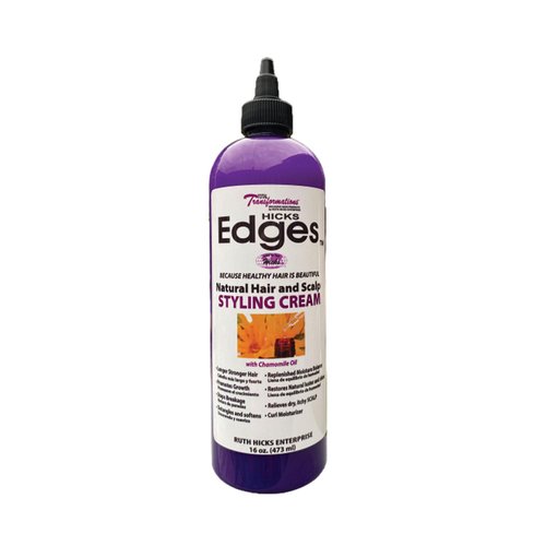 HICKS Edges Natural Hair and Scalp Styling Cream with Chamomile Oil - 16 oz, Purple w/white label, 1, 16.0 Ounce