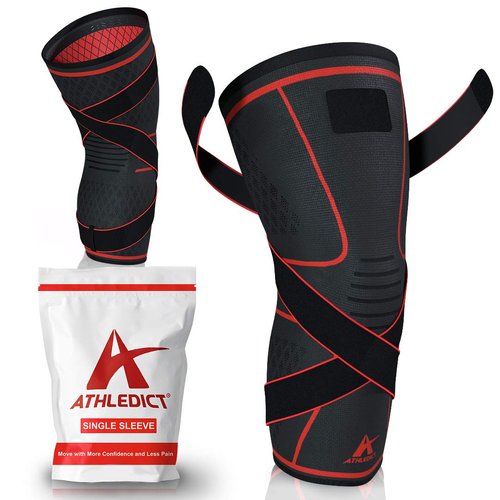 ATHLEDICT Knee Brace Compression Sleeve with X Strap for Support & Pain Relief for Meniscus Tear, ACL, MCL, Running - Men & Women XXXL Plus Size
